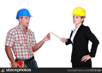 Architect and foreman in discussion