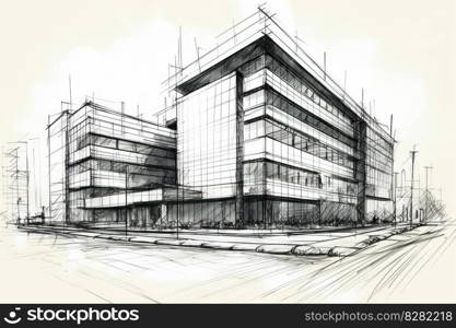 Architect building sketch. Modern project. Generate Ai. Architect building sketch. Generate Ai