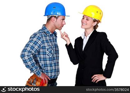 Architect flirting with builder
