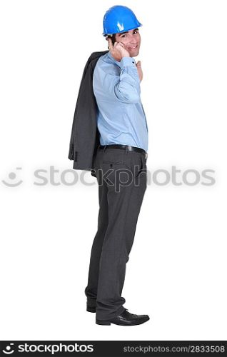 Architect standing on white background