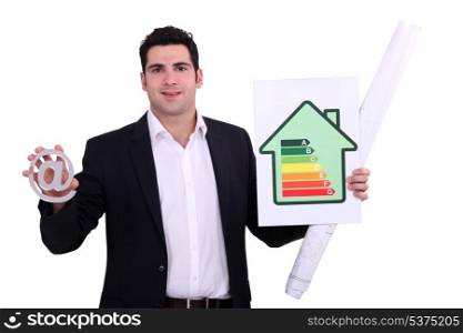 Architect with an @ and energy rating sign