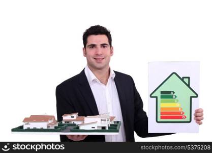 Architect with an energy rating sign