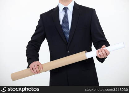 Architect with sheath in hands