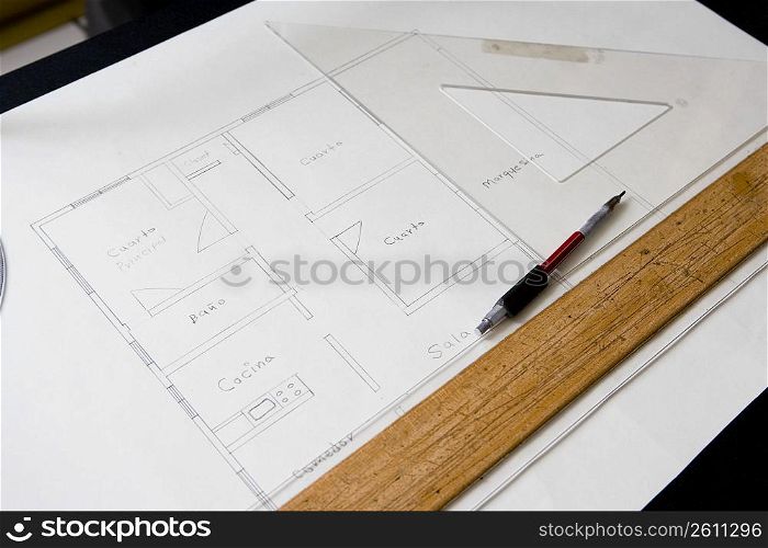Architect working in home office