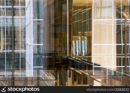 Architectural abstract of glass and building.