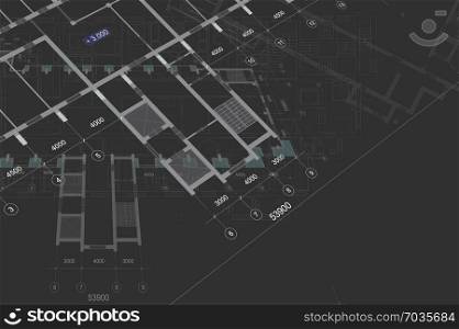 Architectural background with technical drawings. Blueprints series. Site plan texture. House blueprint, drawing, part of architectural project.. Architectural background with technical drawings. Blueprints plan texture. Drawing part of architectural project.