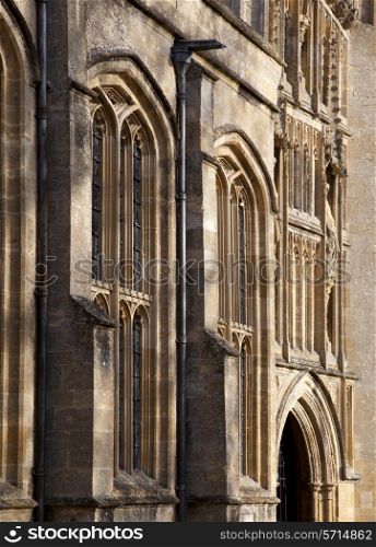 Architectural Cotswold stone detail on church at Burford, Oxfordshire, England.
