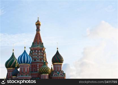 Architectural detail of St Basils Church in Moscow - copy space
