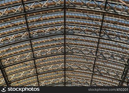 Architectural detail of the redeveloped Lattice ceiling in King Cross station