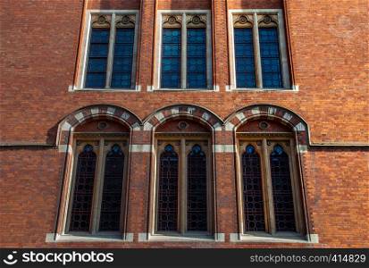 Architectural detail of the St. Pancras Renaissance hotel in London