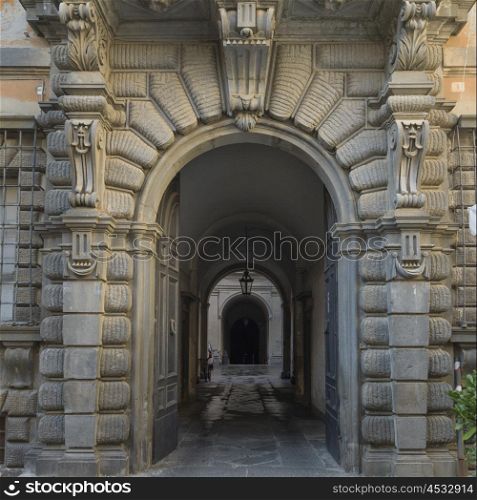 Architectural detail of walkway entrance of a building, Orvieto, Terni Province, Umbria, Italy