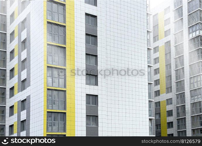Architectural details of a modern residential building. Modern European residential complex.