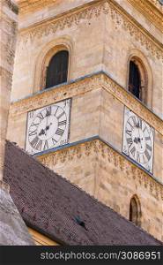 Architectural details of cathedral. View of church in Alba Iulia, Romania, 2021.