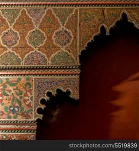 Architectural details of wall at the La Sultana Hotel, Medina, Marrakesh, Morocco