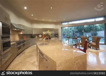 Architecturally designed kitchen with dining area