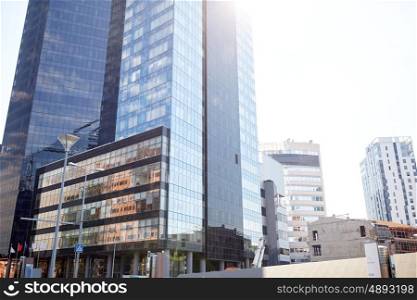 architecture and construction concept - modern office buildings in city. modern office buildings in city