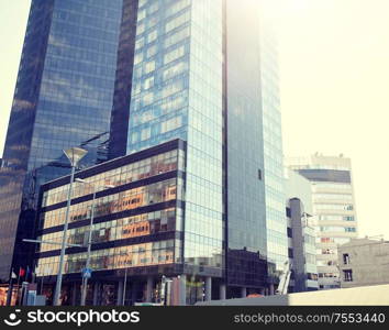 architecture and construction concept - modern office buildings in city. modern office buildings in city