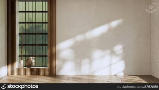 Architecture and interior concept Empty room and wood panels wall background 3D illustration rendering