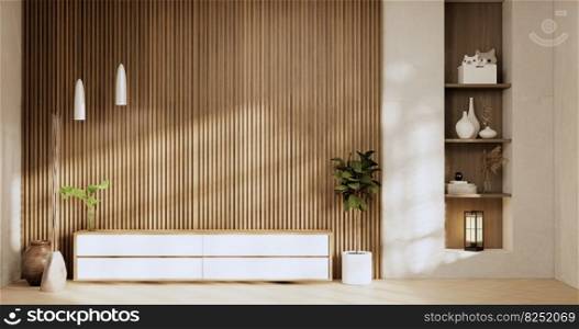 Architecture and interior concept Empty room and wood panels wall background 3D illustration rendering