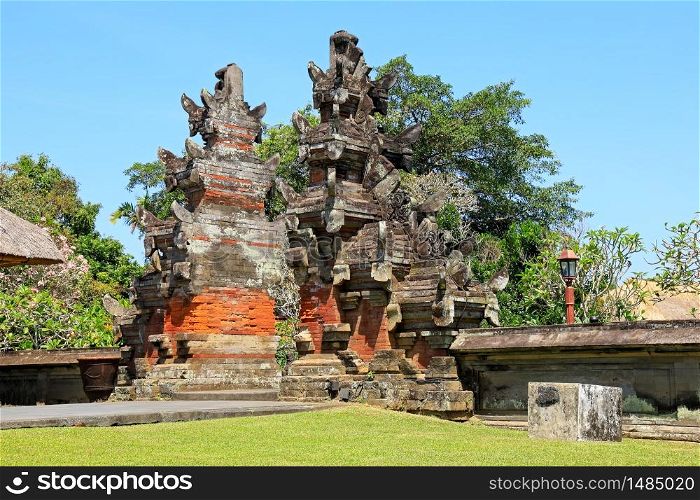 Architecture at the Royal Temple of Tamun Ayun with lush gardens, Canggu, Balie, Indonesia