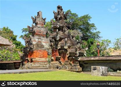 Architecture at the Royal Temple of Tamun Ayun with lush gardens, Canggu, Balie, Indonesia