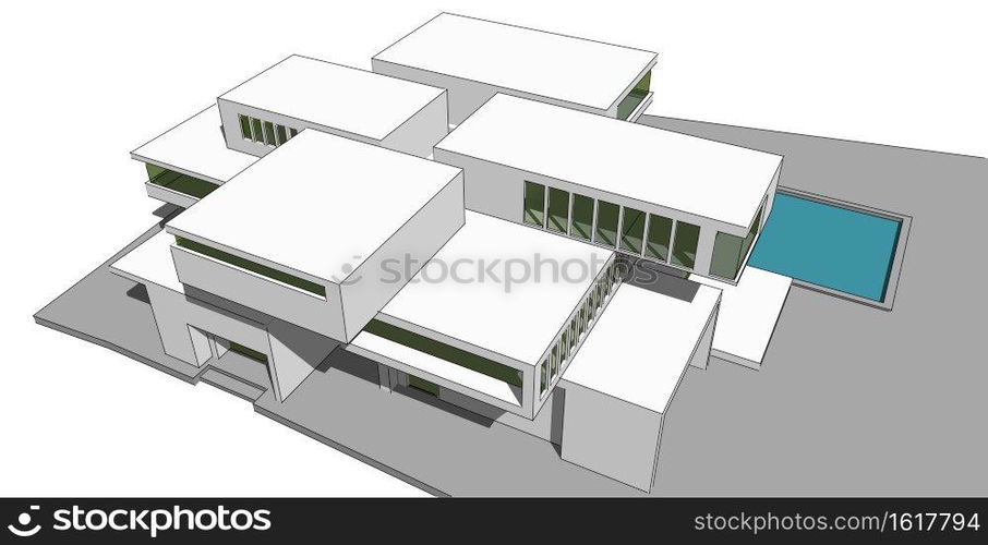 Architecture building 3d illustration, 3D illustration architecture building perspective lines, modern urban architecture abstract background design, Abstract Architecture Background.. 3D illustration architecture building perspective lines.