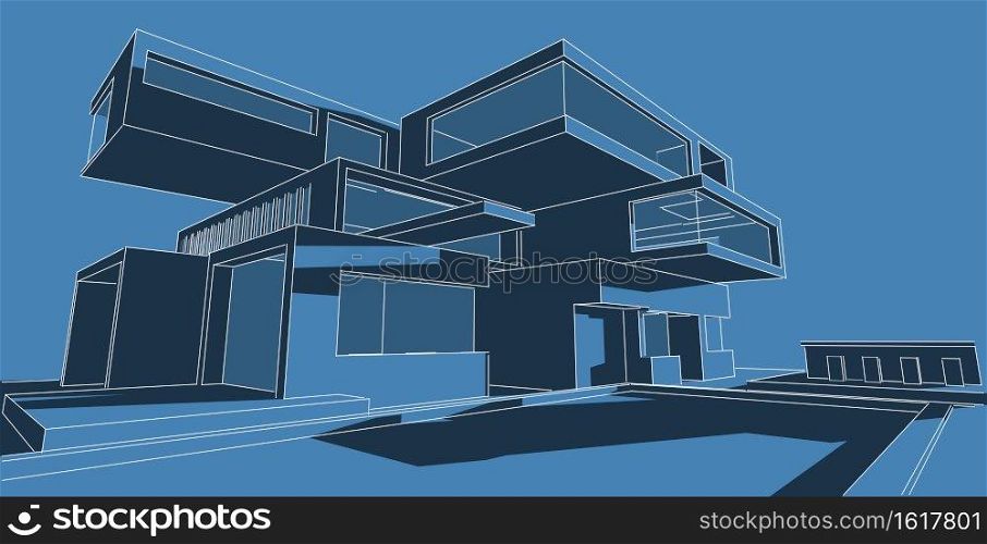 Architecture building 3d illustration, 3D illustration architecture building perspective lines, modern urban architecture abstract background design, Abstract Architecture Background.. 3D illustration architecture building perspective lines.
