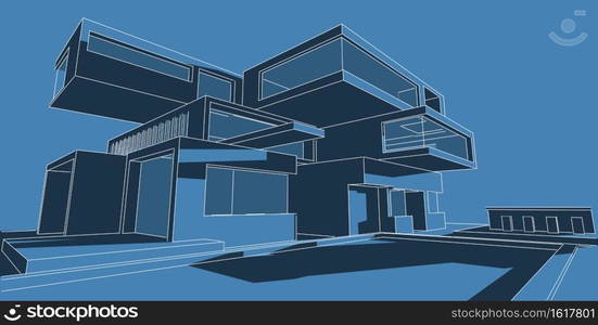 Architecture building 3d illustration, 3D illustration architecture building perspective lines, modern urban architecture abstract background design, Abstract Architecture Background.. 3D illustration architecture building perspective lines.