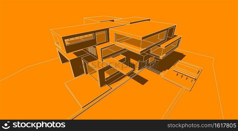 Architecture building 3d illustration, 3D illustration architecture building perspective lines, modern urban architecture abstract background design, Abstract Architecture Background.. 3D illustration architecture building perspective lines.