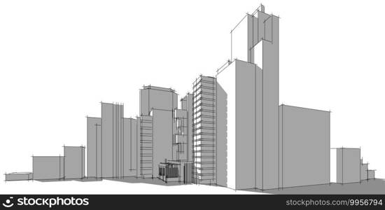 Architecture building 3d illustration, 3D illustration architecture building perspective lines, modern urban architecture abstract background design, Abstract Architecture Background.. 3D illustration architecture building perspective lines.