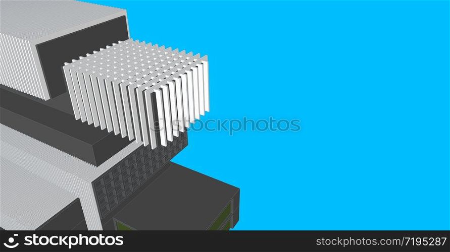 Architecture building 3d illustration, modern urban architecture abstract background design.. 3D illustration architecture building perspective lines.