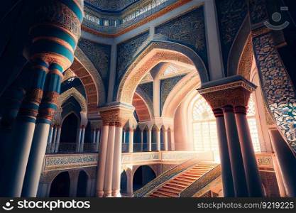 Architecture building  on mosque.  Generative AI 