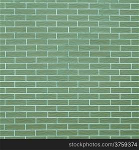 Architecture. Closeup of green brick wall as background texture or pattern. Square format.