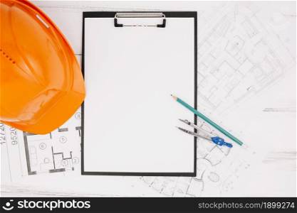 architecture concept with clipboard helmet. Resolution and high quality beautiful photo. architecture concept with clipboard helmet. High quality beautiful photo concept