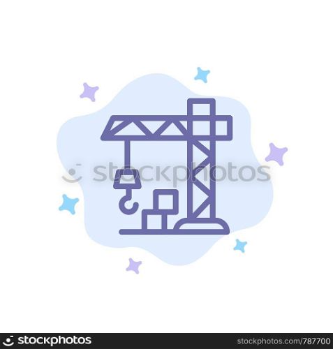 Architecture, Construction, Crane Blue Icon on Abstract Cloud Background