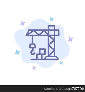 Architecture, Construction, Crane Blue Icon on Abstract Cloud Background