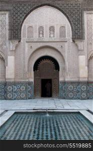 Architecture detail of the Ben Youssef Madrasa, Medina, Marrakesh, Morocco