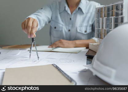 Architecture drawing on architectural Creative project business architecture building construction Industrial engineering