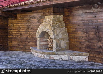 architecture, house old style with cooking stove fireplace, outdoor