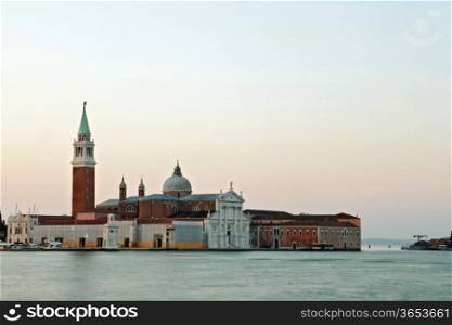 Architecture of Church in Venice Italy sunrise