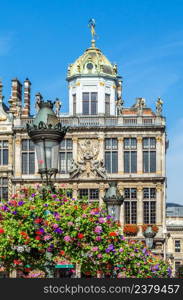 Architecture of the beautiful Grand Place, the central square of Brussels, Belgium, a UNESCO World Heritage Site since 1998