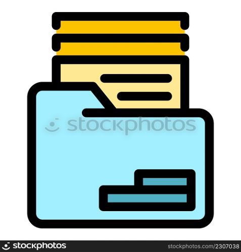 Archive folder icon. Outline archive folder vector icon color flat isolated. Archive folder icon color outline vector