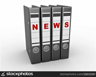Archiveof news. Many folders on white isolated background. 3d