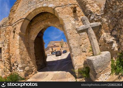 Arco de la Villa, Village Main Entrance, Maderuelo Medieval Monumental Village, Maderuelo, Segovia, Castilla y Leon, Spain, Europe