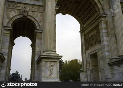 Arco della Pace and Castello Sforzesco in Milan, Lombardy, Italy