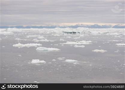 Arctic landscape in Greenland. Arctic landscape in Greenland around Ilulissat with icebergs and mountains