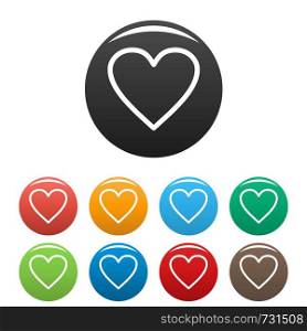 Ardent heart icon. Simple illustration of ardent heart vector icons set color isolated on white. Ardent heart icons set color vector