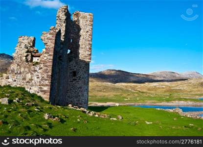 Ardvreck Castle. Detail of Ardvreck Castle at the Loch Assynt, Scotland