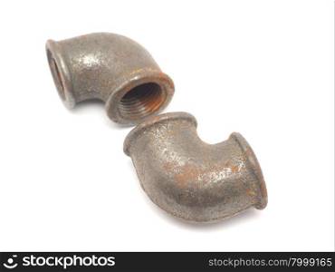 Area metal pipe on a white background
