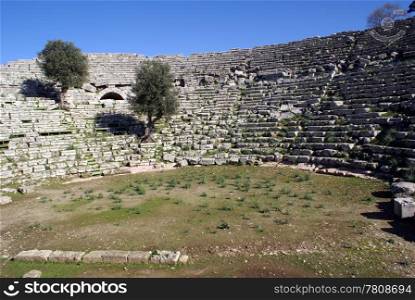 Arena of roman theater in Kaunos near Dalyan, Turkey